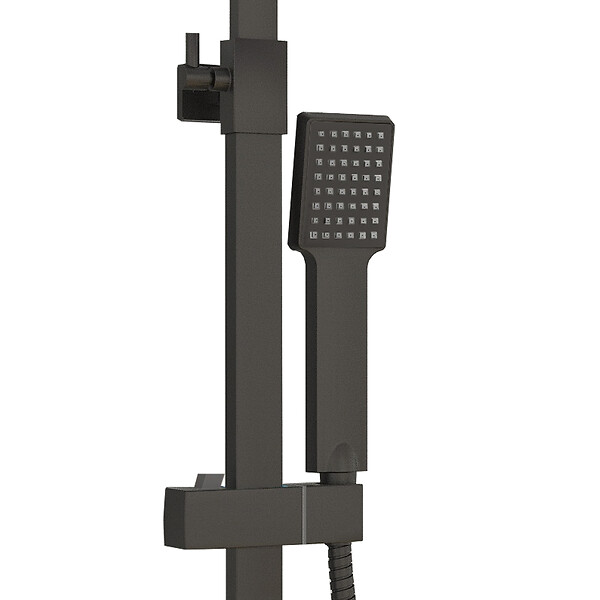 AICA SANITAIRE - Colonne de douche thermostatique noir-Chrome-Laiton&Inox - large