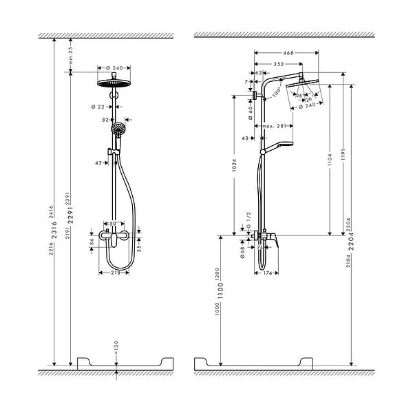 HANSGROHE - Set de douche Showerpipe Crometta S 240 1jet, mitigeur mécanique (27269000) - large