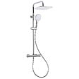 OPTIMA - Optima colonne de douche avec mitigeur thermostatique, tête de douche XXL 250 mm, douchette 3 jets, Blanc/Chrome (OPTIMASSTZ) - vignette