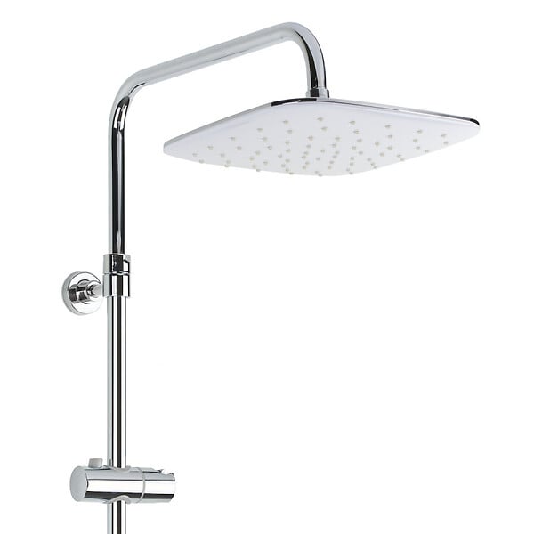 OPTIMA - Optima colonne de douche avec mitigeur thermostatique, tête de douche XXL 250 mm, douchette 3 jets, Blanc/Chrome (OPTIMASSTZ) - large