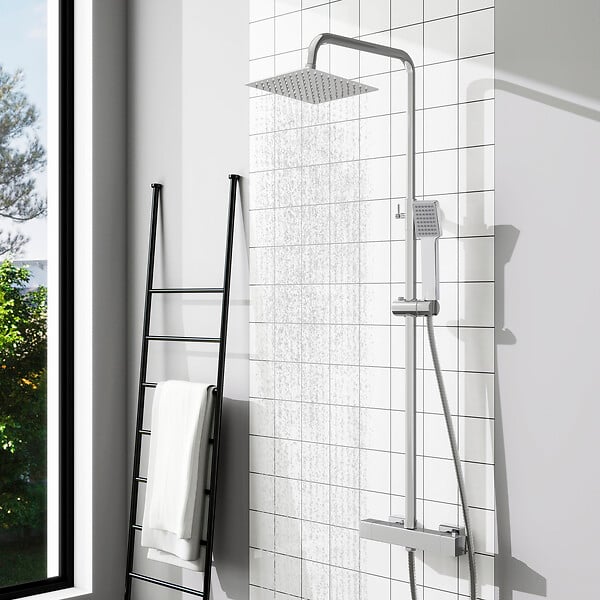 AICA SANITAIRE - Colonne de douche thermostatique-Chrome-Laiton&Inox - large