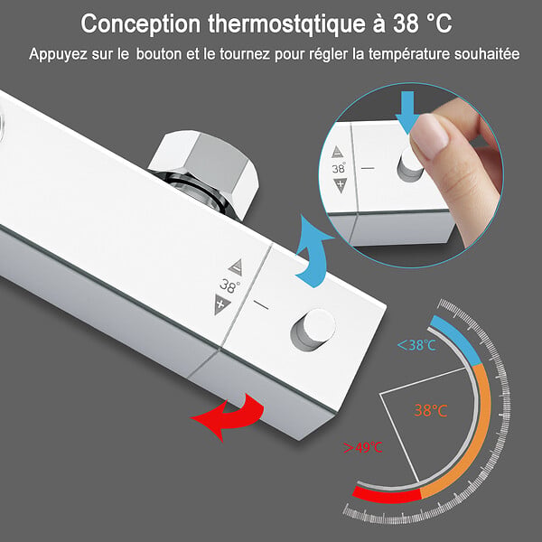 AICA SANITAIRE - Colonne de douche thermostatique-Chrome-Laiton&Inox - large