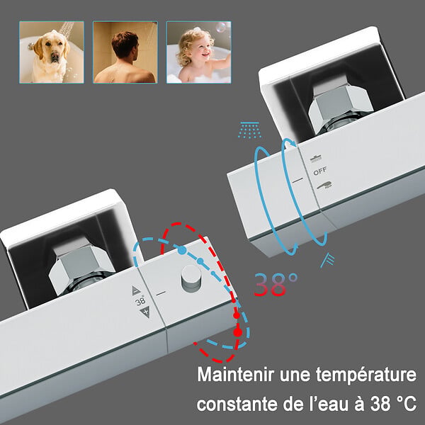 AICA SANITAIRE - Colonne de douche thermostatique-Chrome-Laiton&Inox - large