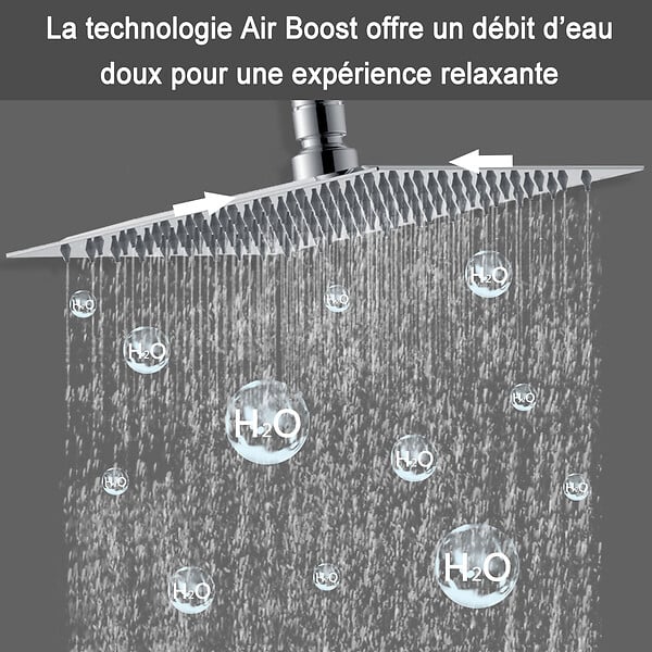 AICA SANITAIRE - Colonne de douche thermostatique-Chrome-Laiton&Inox - large