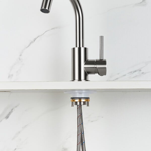 AICA SANITAIRE - Robinet de Salle de Bain Haut en Acier Inoxydable 304 Robinet Lavabo 158mm de Hauteur, Mitigeur Monocommande Finition Brossée - large