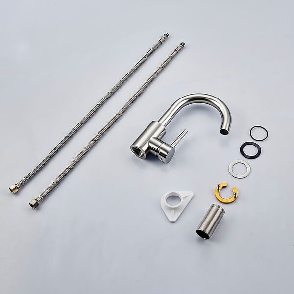 AICA SANITAIRE - Robinet de Salle de Bain Haut en Acier Inoxydable 304 Robinet Lavabo 158mm de Hauteur, Mitigeur Monocommande Finition Brossée - large