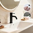AICA SANITAIRE - Robinet de Salle de Bain Bas en Acier Inoxydable 304 Robinet Lavabo, Mitigeur Monocommande Finition Noire Mate - vignette