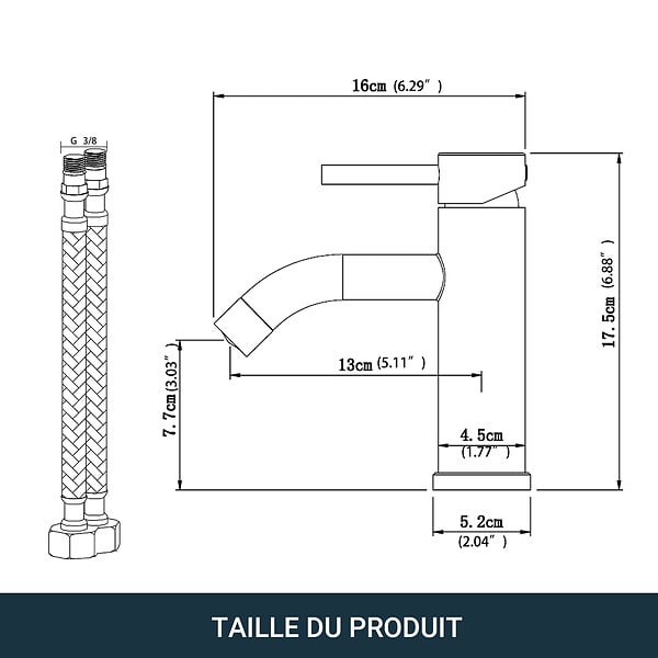 AICA SANITAIRE - Robinet de Salle de Bain Bas en Acier Inoxydable 304 Robinet Lavabo, Mitigeur Monocommande Finition Noire Mate - large