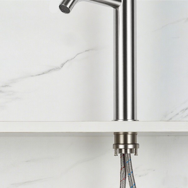 AICA SANITAIRE - Robinet de Salle de Bain Haut en Acier Inoxydable 304 Robinet Lavabo 195mm de Hauteur Mitigeur Monocommande Finition Brossée - large