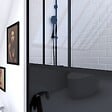 AURLANE - Paroi de douche a l'italienne - 100x200 cm VERRE TRANSPARENT 5mm + barre de maintien noir - vignette