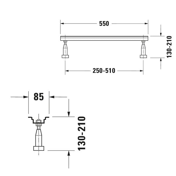 DURAVIT - Pieds pour baignoires et receveurs - Blanc - 2 pièces - Hauteur réglable de 130 mm à 210 mm- réf : 790100000000000 - DURAVIT - large
