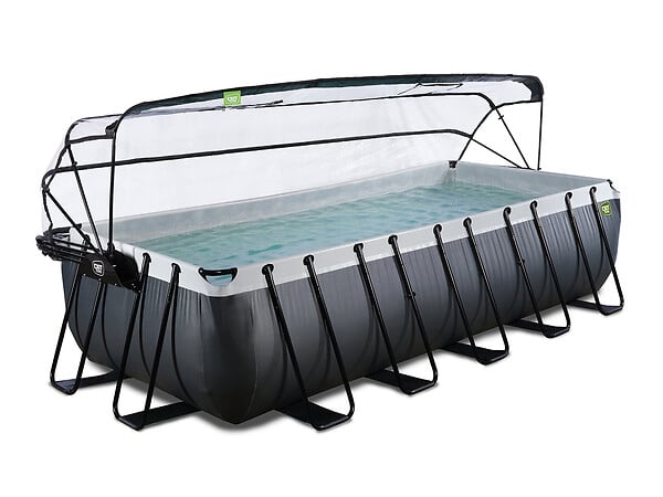 EXIT TOYS - Piscine tubulaire Black Leather rectangulaire 5,40 x 2,50 x 1,22 m avec dôme - Exit Toys - large