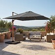 OVIALA - Parasol déporté 3x3m et 4 dalles à remplir effet bois gris - Brescia - vignette
