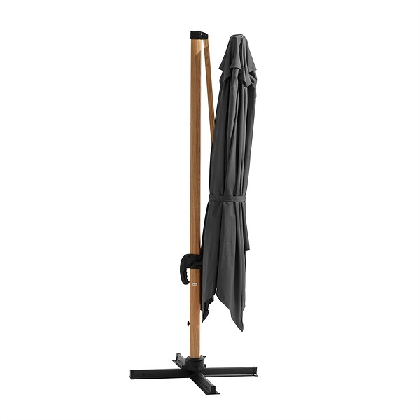 OVIALA - Parasol déporté 3x3m et 4 dalles à remplir effet bois gris - Brescia - large