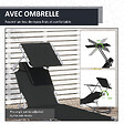 OUTSUNNY - Transat bain de soleil pliable grand confort dossier et pare-soleil réglable multi-positions noir - vignette