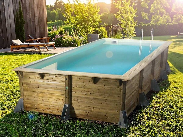 UBBINK - Kit piscine bois UbbinkAzura 5,05 x 3,50 x 1,26 m - Liner bleu + Kit margelles - Ubbink - large
