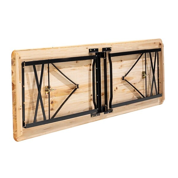 OVIALA - Ensemble brasserie table et 2 bancs pliants en bois 180 cm - Munich - large