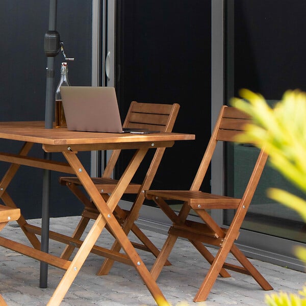 OVIALA - Table de terrasse pliante en bois d'eucalyptus - Sete - large