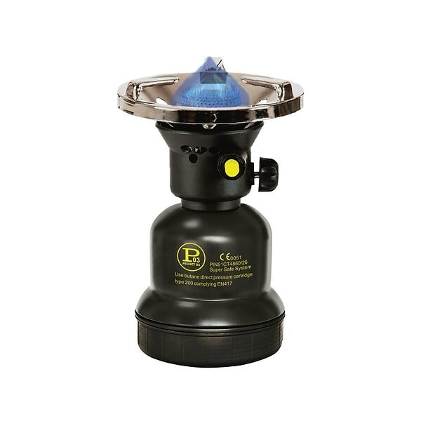 PROWELTEK - Réchaud à gaz Coque Acier + 8 cartouches 190g Allumage Auto & Sécurisé - Réchaud Camping Vanlife Flamme réglable Black COOK - large