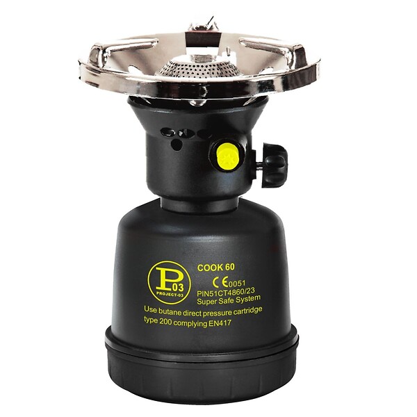 PROWELTEK - Réchaud à gaz Coque Acier + 4 cartouches 190g Allumage Auto & Sécurisé - Réchaud Camping Vanlife Flamme réglable Black COOK - large