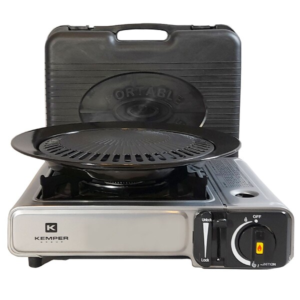 KEMPER - Barbecue gaz Grill 2en1 Réchaud gaz piézo 2200 W + 4 cartouches gaz butane KEMPER - large