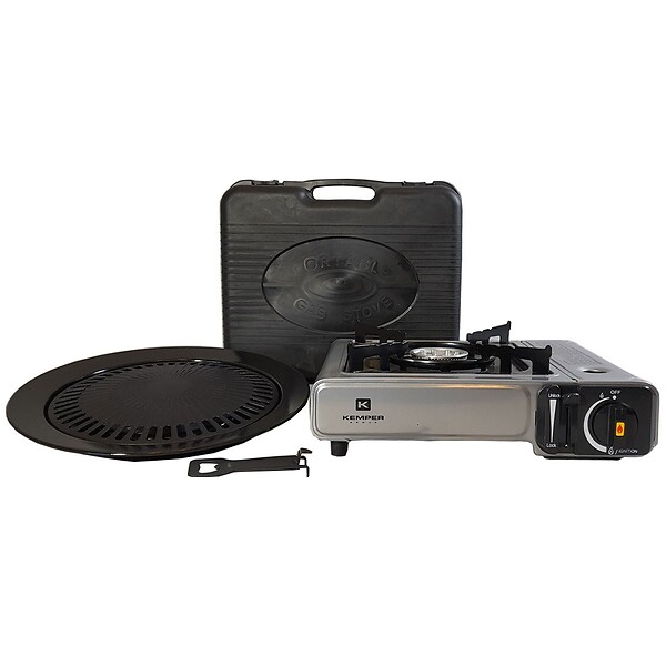 KEMPER - Barbecue gaz Grill 2en1 Réchaud gaz piézo 2200 W + 4 cartouches gaz butane KEMPER - large