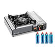 KEMPER - Réchaud à gaz portable 2200W INOX + 4 cartouches de gaz + Malette de transport Cuisson Extérieure Camping Van Trek KEMPER - vignette