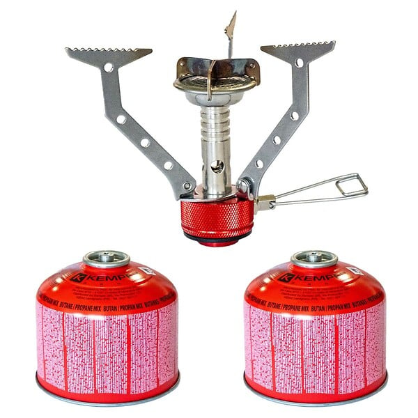 KEMPER - Réchaud gaz portable 4.5 kW + 2 cartouches gaz 230gr - Brûleur randonnée anti-vent Pliable Léger Camping Haute montagne KEMPER - large