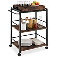 TECTAKE - Chariot de service Worcester 65x41,5x87cm Bois foncé industriel, rustique - vignette