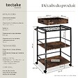 TECTAKE - Chariot de service Worcester 65x41,5x87cm Bois foncé industriel, rustique - vignette