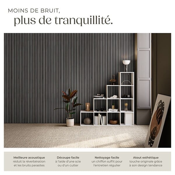TECTAKE - Panneaux acoustiques SONIC WALL aspect bois chêne noir - large