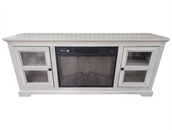 PURLINE - Buffet avec cheminée électrique couleur gris 2000W - large
