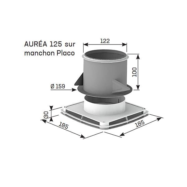 ANJOS - Bouche VMC extraction insufflation design AUREA avec manchette placo - Diamètre (mm): 125 - large