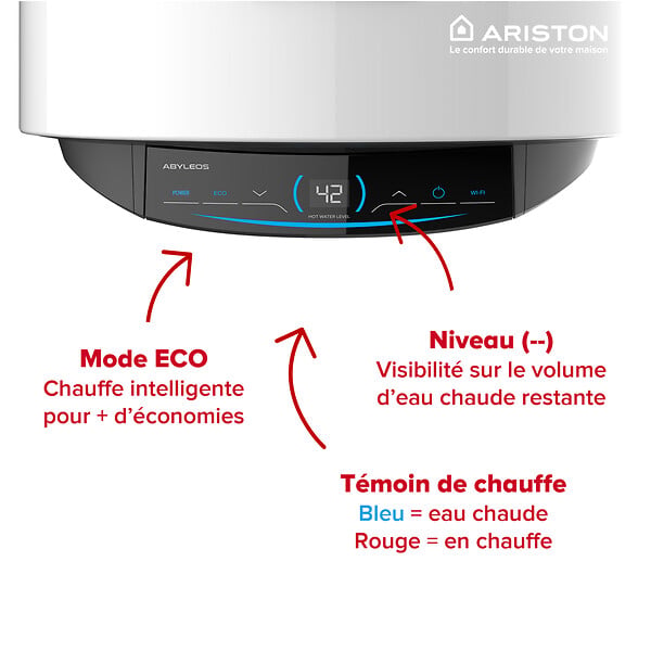 ARISTON - Chauffe-eau Intelligent ARISTON Abyleos Wifi 200L – jusqu'à 25% d'économie – Steatite ACI - large