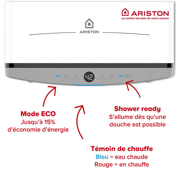ARISTON - Chauffe-eau électrique Plat 65 l Ariston VELIS DUNE + Kit installation - large