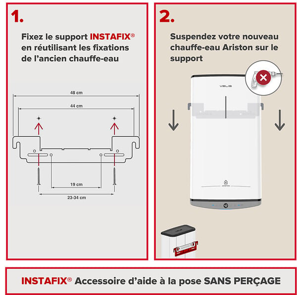 ARISTON - Chauffe-eau électrique Plat 65 l Ariston VELIS DUNE + Kit installation - large