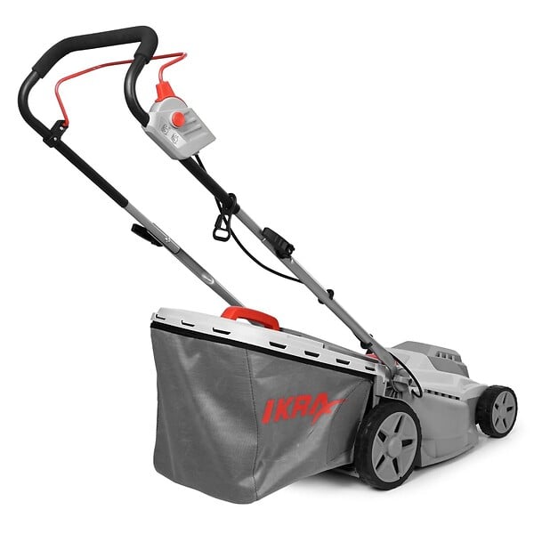IKRA - Tondeuse électrique 1600W 2en1 Tonte & Ramassage Pelouse Largeur de coupe 38cm, 5 Hauteurs de coupe, Tondeuse gazon Bac 42L IKRA - large