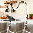 AICA SANITAIRE - Robinet de Cuisine à Douche Colonne 2 Modes Débit Eau Extractible 360° Rotatif Monocommande Finition Brossée - vignette