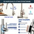 AICA SANITAIRE - Robinet de Cuisine à Douche Colonne 2 Modes Débit Eau Extractible 360° Rotatif Monocommande Finition Brossée - vignette
