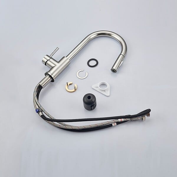 AICA SANITAIRE - Robinet de Cuisine à Douche Colonne 2 Modes Débit Eau Extractible 360° Rotatif Monocommande Finition Brossée - large
