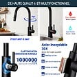 AICA SANITAIRE - Robinet de Cuisine à Douche Colonne 2 Modes Débit Eau Extractible 360° Rotatif Monocommande Finition Noire Mate - vignette