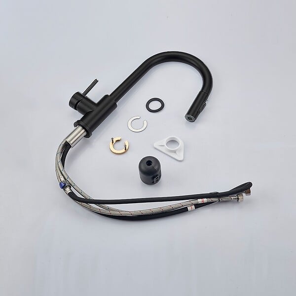 AICA SANITAIRE - Robinet de Cuisine à Douche Colonne 2 Modes Débit Eau Extractible 360° Rotatif Monocommande Finition Noire Mate - large