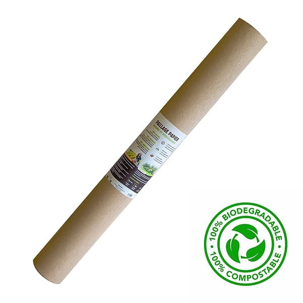 KZ GARDEN - Toile de paillage Agricole 0.4 x 100m Autodégradable 2en1 Engrais et Anti mauvaises herbes 100% Cellulose - large
