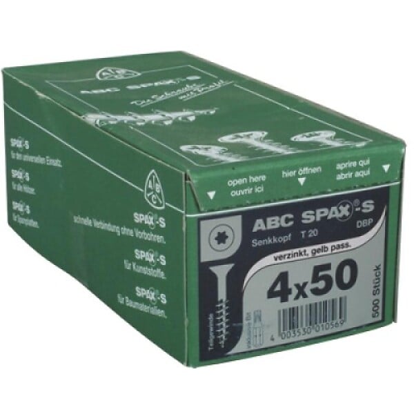 SPAX - Vis à bois aggloméré tête fraisée empreinte Torx acier zingué blanc partiellement filetées Wirox, Ø 6 mm, longueur 180 mm, boîte - large