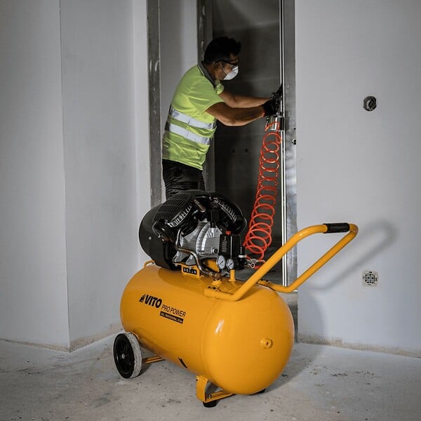 VITO - Compresseur à air 100L 10Bar 3CV 2200W Bi-cylindre 145 Psi, sur roues Ateliers et Chantiers VITO - large