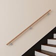 AICA SANITAIRE - Main courante inox 304 pour intérieur et extérieur -couleur marron Design bois naturel- en 200cm-Fixation murale incluse - vignette