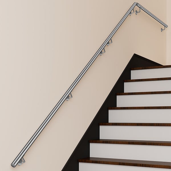 AICA SANITAIRE - Main courante inox 304 pour intérieur et extérieur - couleur agent- en 150cm- Fixation murale incluse - large