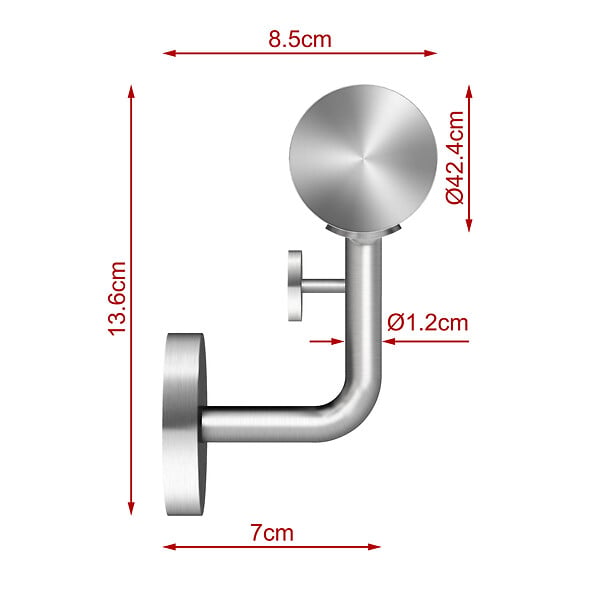 AICA SANITAIRE - Main courante inox 304 pour intérieur et extérieur - couleur agent- en 150cm- Fixation murale incluse - large