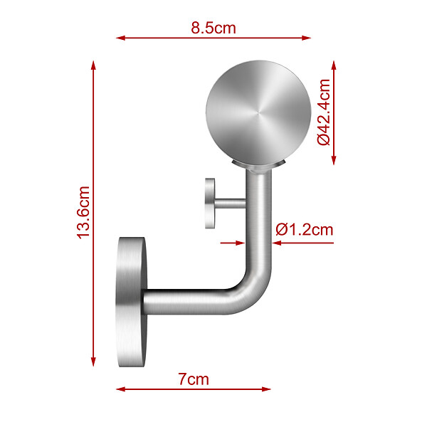 AICA SANITAIRE - Main courante inox 304 pour intérieur et extérieur -couleur argent- en 100cm- Fixation murale incluse - large