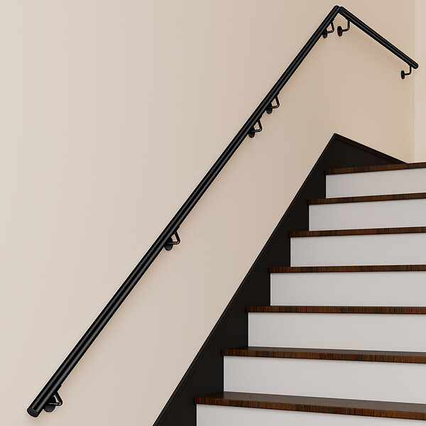 AICA SANITAIRE - Main courante inox 304 pour intérieur et extérieur -couleur noir- en 120cm- Fixation murale incluse - large
